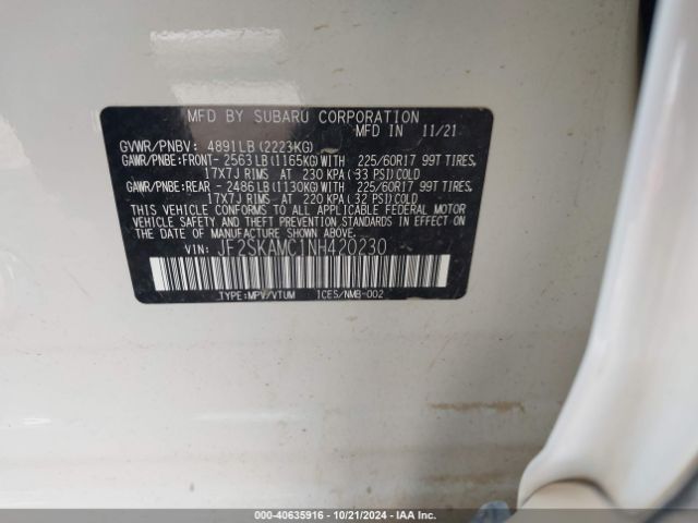 Photo 8 VIN: JF2SKAMC1NH420230 - SUBARU FORESTER 