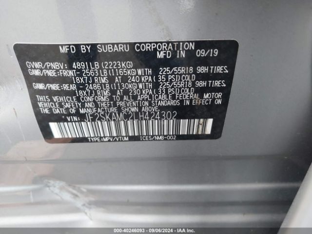 Photo 8 VIN: JF2SKAMC2LH424302 - SUBARU FORESTER 