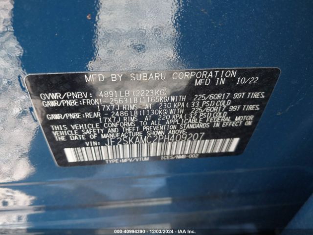 Photo 8 VIN: JF2SKAMC2PH409207 - SUBARU FORESTER 