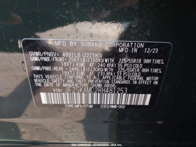 Photo 8 VIN: JF2SKAMC2RH481253 - SUBARU FORESTER 