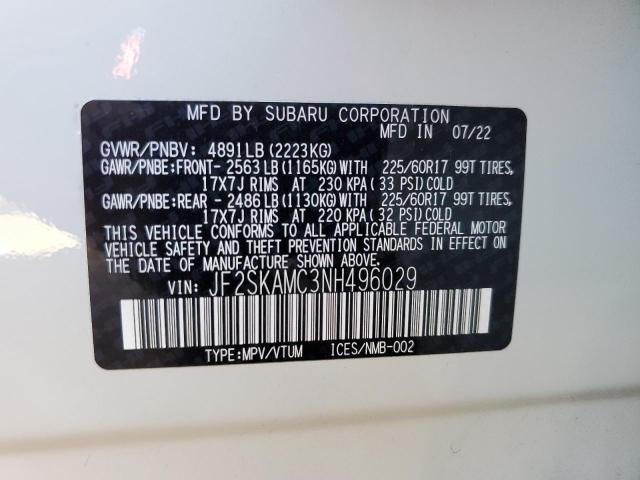 Photo 12 VIN: JF2SKAMC3NH496029 - SUBARU FORESTER W 