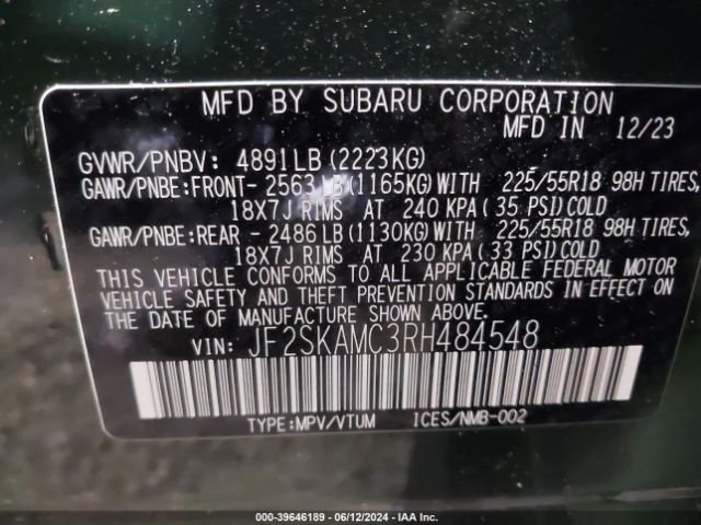 Photo 8 VIN: JF2SKAMC3RH484548 - SUBARU FORESTER 