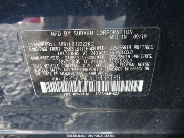 Photo 8 VIN: JF2SKAMC4LH436189 - SUBARU FORESTER 