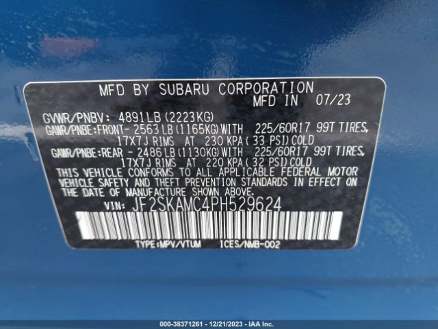 Photo 8 VIN: JF2SKAMC4PH529624 - SUBARU FORESTER 