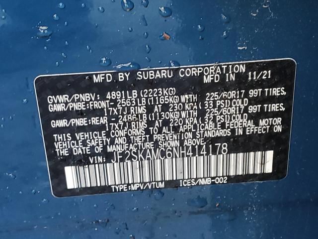 Photo 12 VIN: JF2SKAMC6NH414178 - SUBARU FORESTER W 