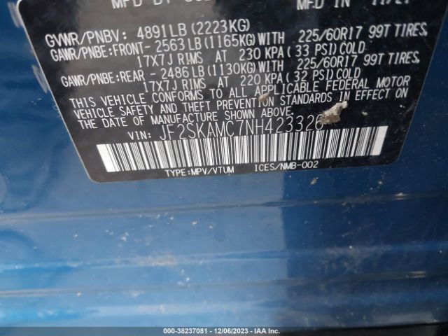 Photo 8 VIN: JF2SKAMC7NH423326 - SUBARU FORESTER 