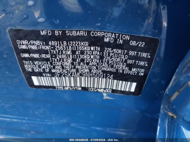 Photo 8 VIN: JF2SKAMC9NH509124 - SUBARU FORESTER 