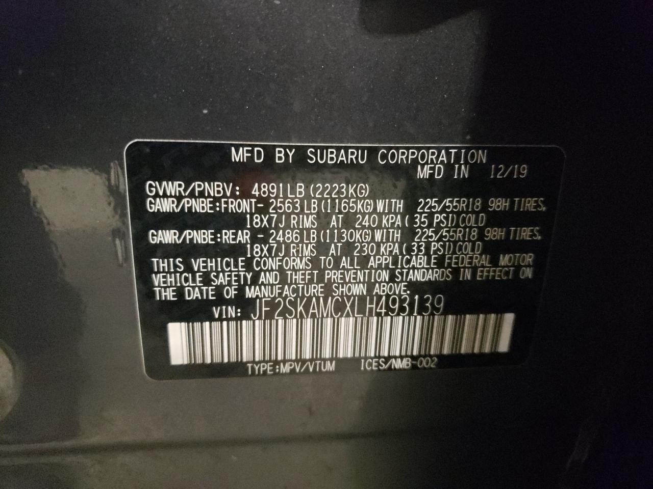 Photo 13 VIN: JF2SKAMCXLH493139 - SUBARU FORESTER 