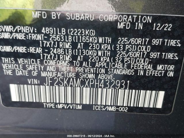 Photo 8 VIN: JF2SKAMCXPH432931 - SUBARU FORESTER 