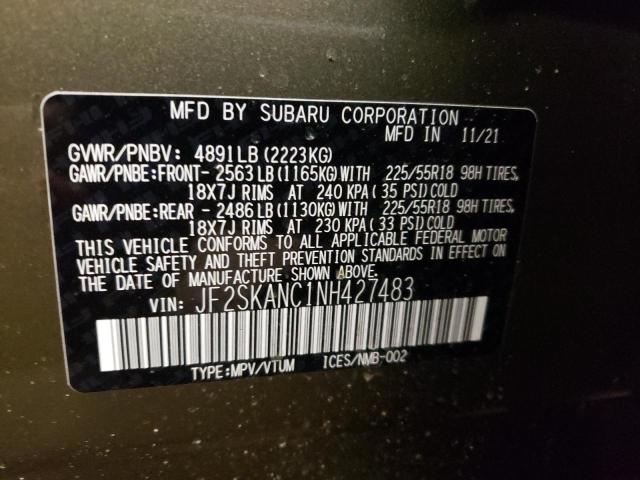 Photo 9 VIN: JF2SKANC1NH427483 - SUBARU FORESTER 