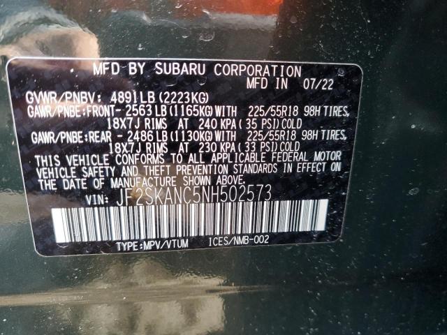 Photo 12 VIN: JF2SKANC5NH502573 - SUBARU FORESTER L 