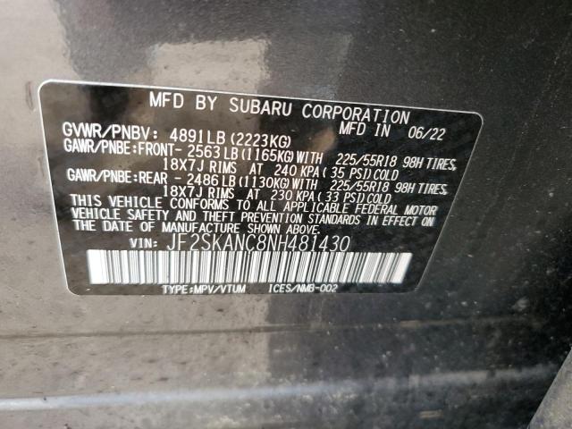 Photo 11 VIN: JF2SKANC8NH481430 - SUBARU FORESTER 