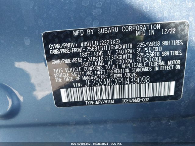 Photo 8 VIN: JF2SKANCXPH439098 - SUBARU FORESTER 