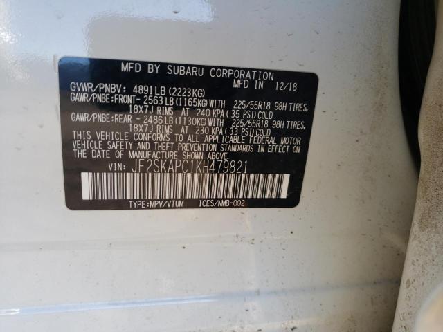 Photo 11 VIN: JF2SKAPC1KH479821 - SUBARU FORESTER S 