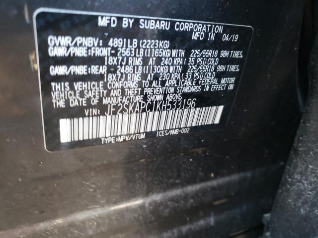 Photo 9 VIN: JF2SKAPC1KH533196 - SUBARU FORESTER S 