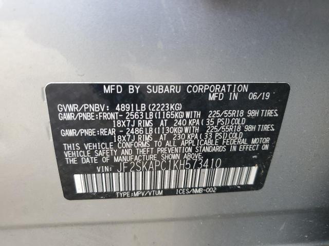 Photo 12 VIN: JF2SKAPC1KH573410 - SUBARU FORESTER S 