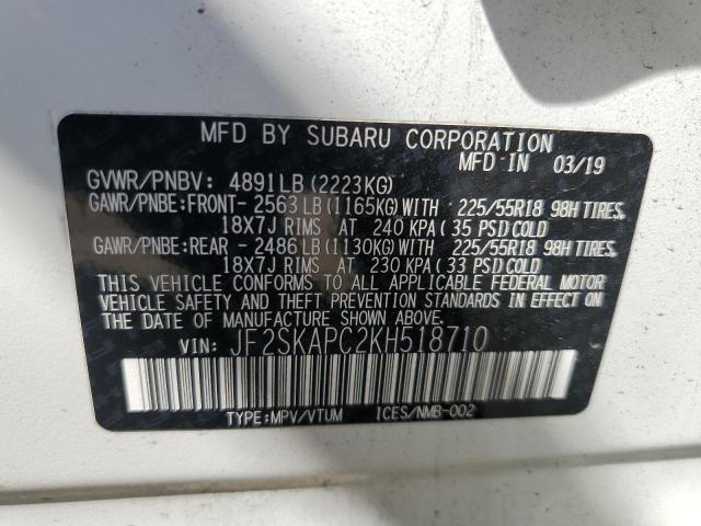 Photo 13 VIN: JF2SKAPC2KH518710 - SUBARU FORESTER S 