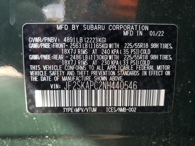 Photo 12 VIN: JF2SKAPC2NH440546 - SUBARU FORESTER L 