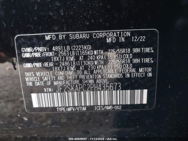 Photo 8 VIN: JF2SKAPC2PH435673 - SUBARU FORESTER 