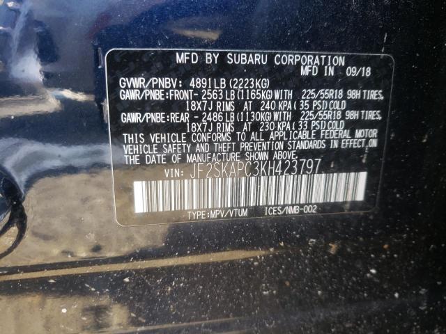 Photo 9 VIN: JF2SKAPC3KH423797 - SUBARU FORESTER S 