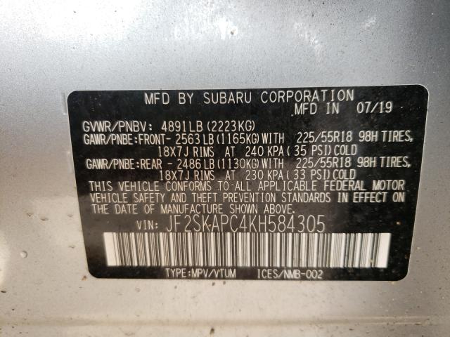 Photo 9 VIN: JF2SKAPC4KH584305 - SUBARU FORESTER S 