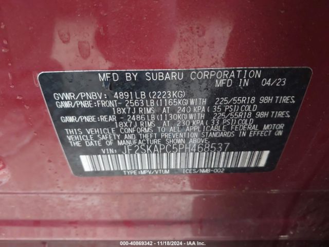 Photo 8 VIN: JF2SKAPC5PH468537 - SUBARU FORESTER 