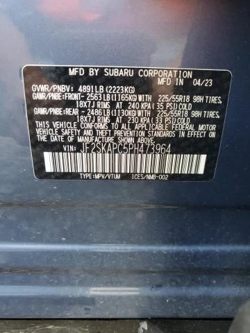 Photo 13 VIN: JF2SKAPC5PH473964 - SUBARU FORESTER L 