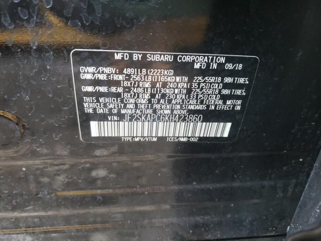 Photo 9 VIN: JF2SKAPC6KH423860 - SUBARU FORESTER S 