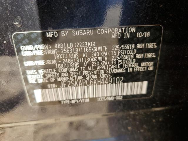 Photo 12 VIN: JF2SKAPC6KH449102 - SUBARU FORESTER S 