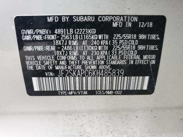 Photo 12 VIN: JF2SKAPC6KH485839 - SUBARU FORESTER 