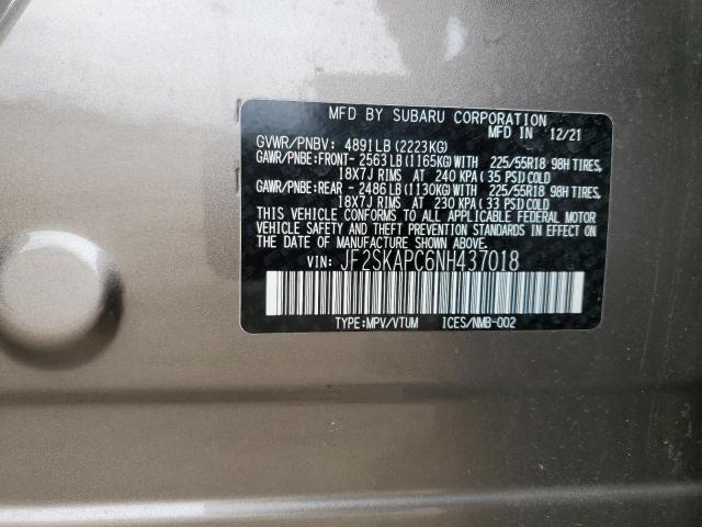 Photo 11 VIN: JF2SKAPC6NH437018 - SUBARU FORESTER 