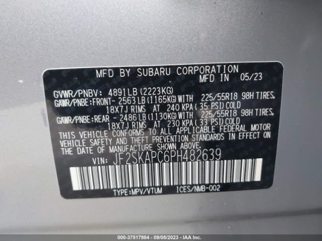 Photo 8 VIN: JF2SKAPC6PH482639 - SUBARU FORESTER 