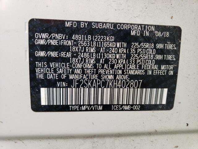 Photo 12 VIN: JF2SKAPC7KH402807 - SUBARU FORESTER S 