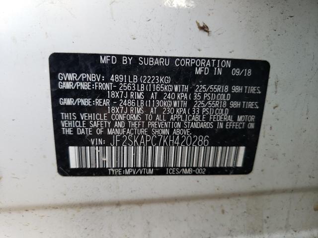 Photo 11 VIN: JF2SKAPC7KH420286 - SUBARU FORESTER S 