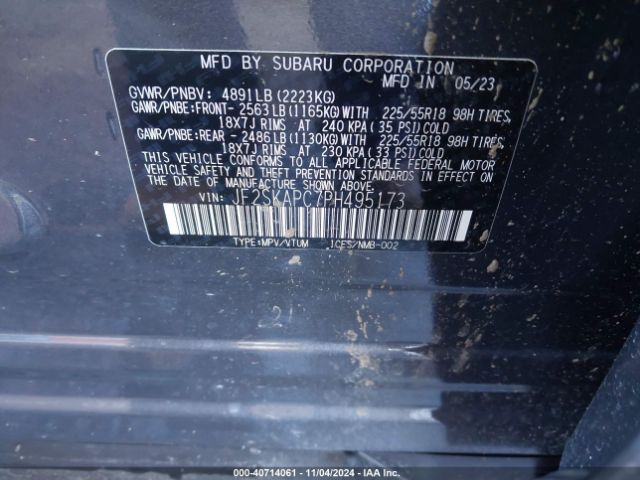 Photo 8 VIN: JF2SKAPC7PH495173 - SUBARU FORESTER 