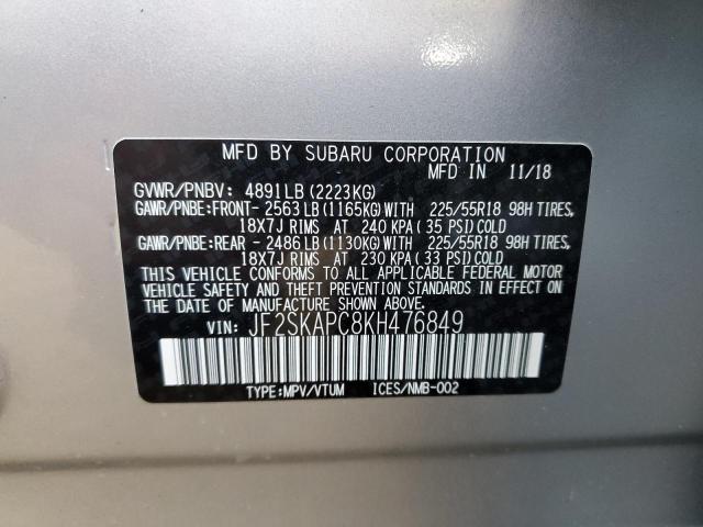 Photo 11 VIN: JF2SKAPC8KH476849 - SUBARU FORESTER S 