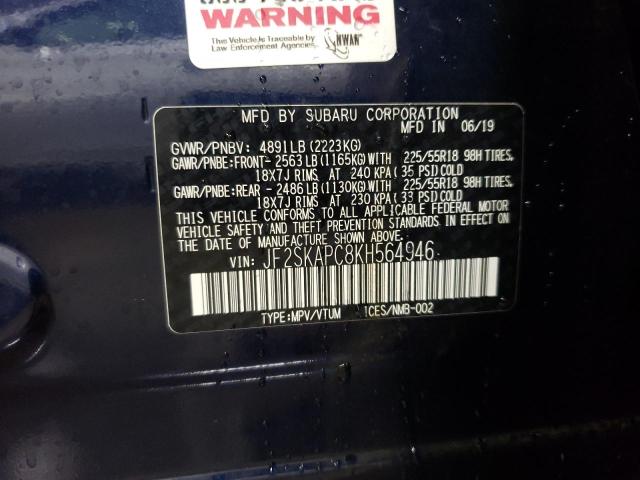 Photo 11 VIN: JF2SKAPC8KH564946 - SUBARU FORESTER S 