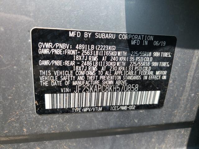 Photo 9 VIN: JF2SKAPC8KH570858 - SUBARU FORESTER 