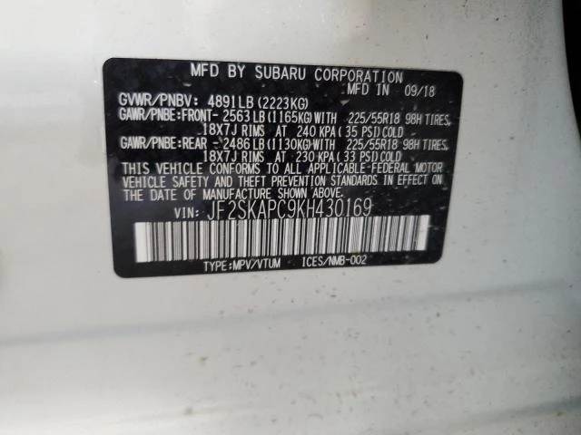 Photo 12 VIN: JF2SKAPC9KH430169 - SUBARU FORESTER S 