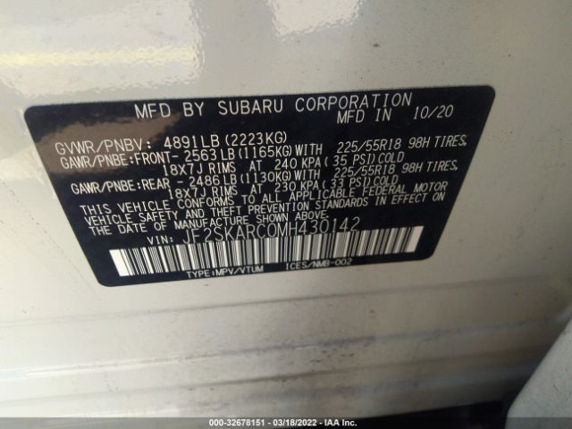 Photo 8 VIN: JF2SKARC0MH430142 - SUBARU FORESTER 