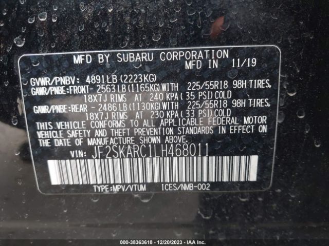 Photo 8 VIN: JF2SKARC1LH468011 - SUBARU FORESTER 