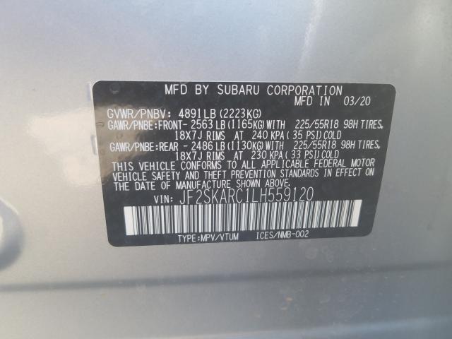 Photo 9 VIN: JF2SKARC1LH559120 - SUBARU FORESTER S 