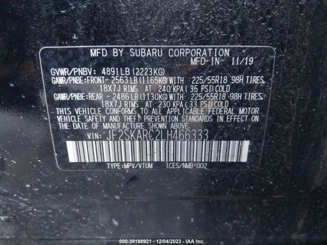 Photo 8 VIN: JF2SKARC2LH466333 - SUBARU FORESTER 