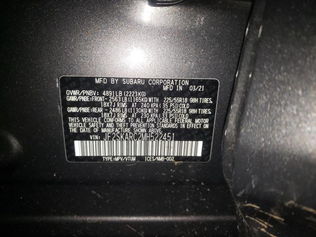 Photo 9 VIN: JF2SKARC2MH522451 - SUBARU FORESTER S 