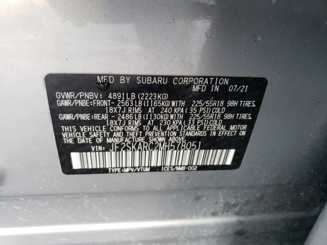 Photo 12 VIN: JF2SKARC2MH578051 - SUBARU FORESTER S 