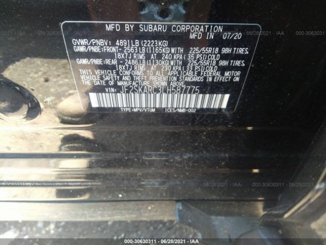 Photo 8 VIN: JF2SKARC3LH587775 - SUBARU FORESTER 