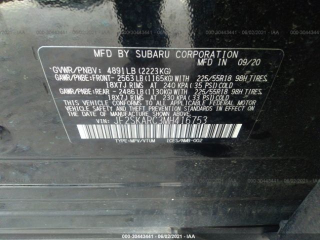 Photo 8 VIN: JF2SKARC3MH416753 - SUBARU FORESTER 