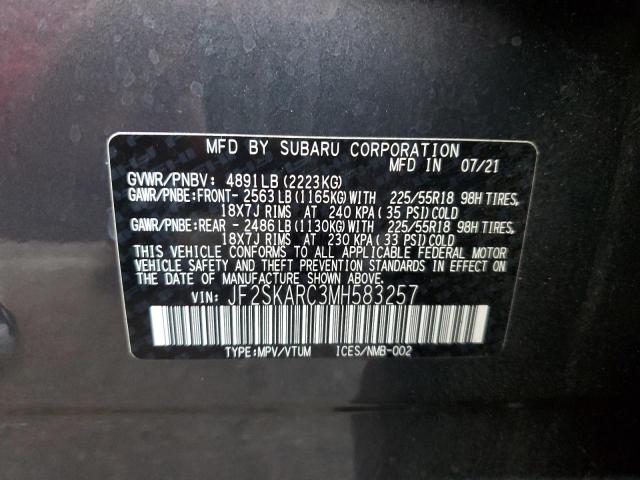 Photo 12 VIN: JF2SKARC3MH583257 - SUBARU FORESTER S 