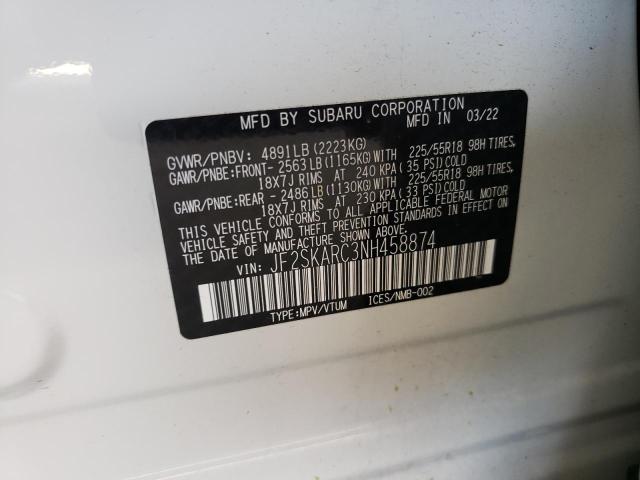 Photo 11 VIN: JF2SKARC3NH458874 - SUBARU FORESTER T 