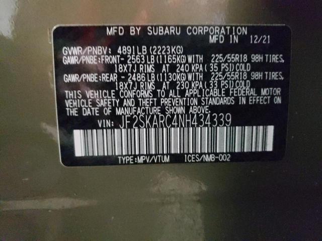 Photo 12 VIN: JF2SKARC4NH434339 - SUBARU FORESTER 